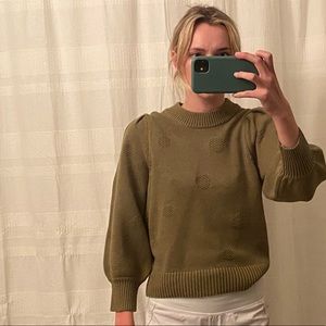 Olive green subtle polka dot sweater